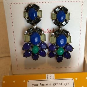 Stella & Dot 2-in-1 Peacock Chandelier Earrings